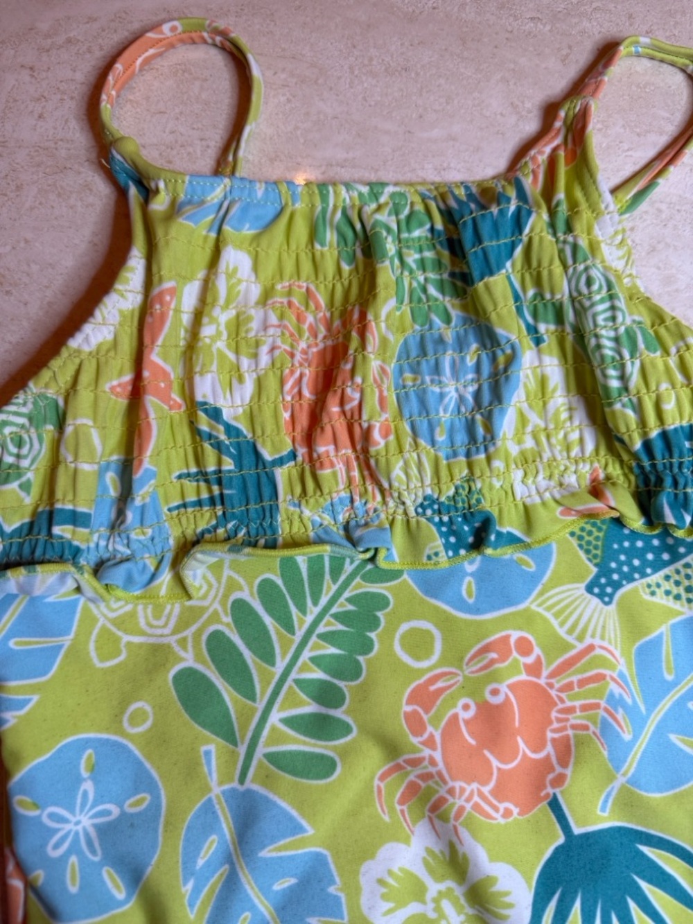 Hartstrings Lime Tropical Print Ruffle One-Piece Swimsuit - Picture 3 of 5